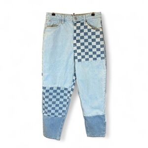 Rue21 Women’s Light and Dark Blue Checker Patchwork Jeans